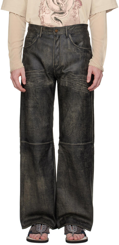 Acne Studios Black Faded Leather Pants Cover