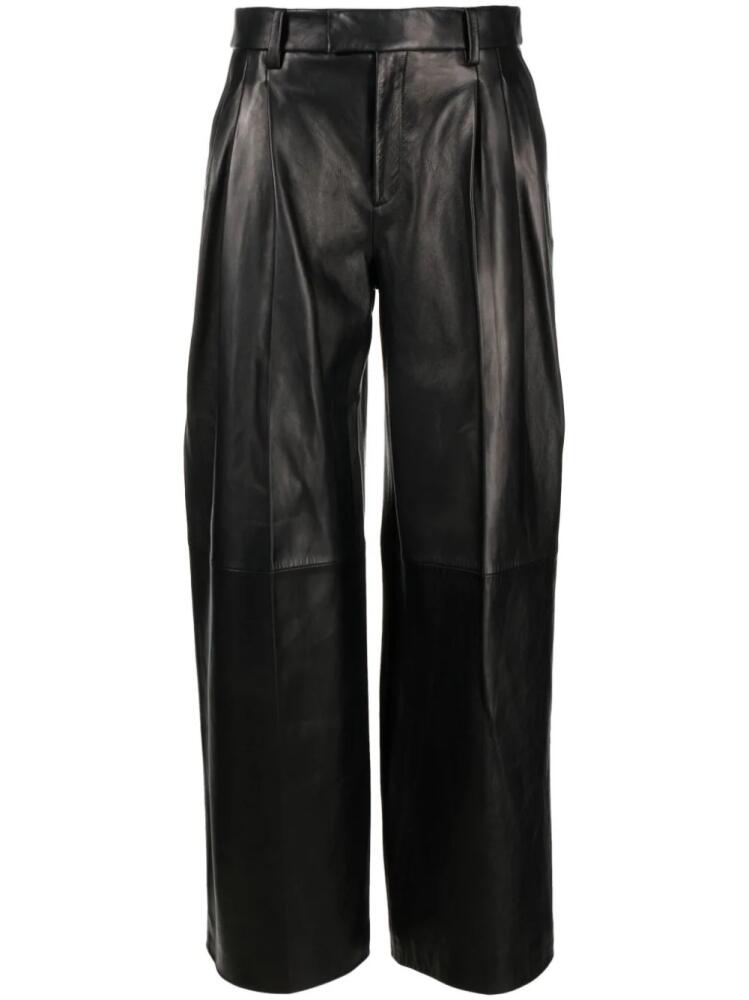 Alexander Wang pleated wide-leg leather trousers - Black Cover