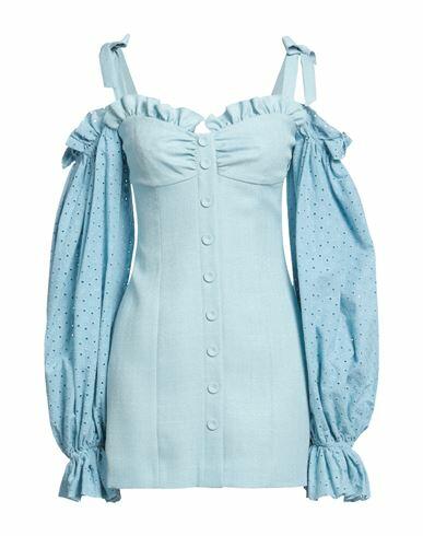 La Semaine Paris Woman Mini dress Pastel blue Polyester, Cotton Cover