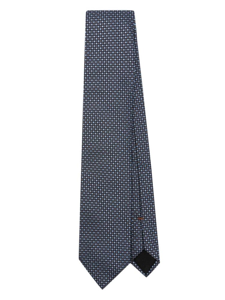 Zegna patterned-jacquard tie - Blue Cover