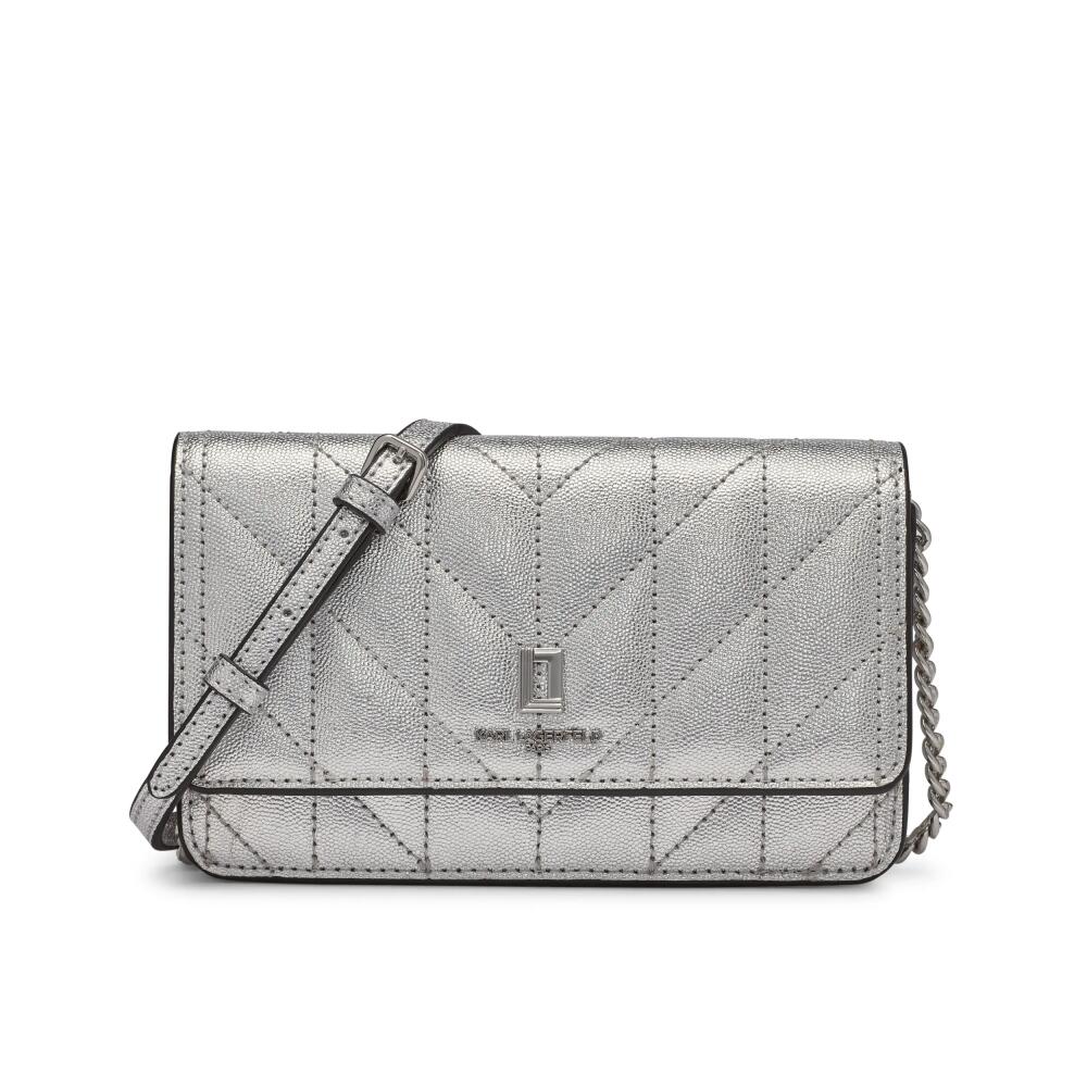 KARL LAGERFELD PARIS Lafayette Wallet on Chain in Silver Cover