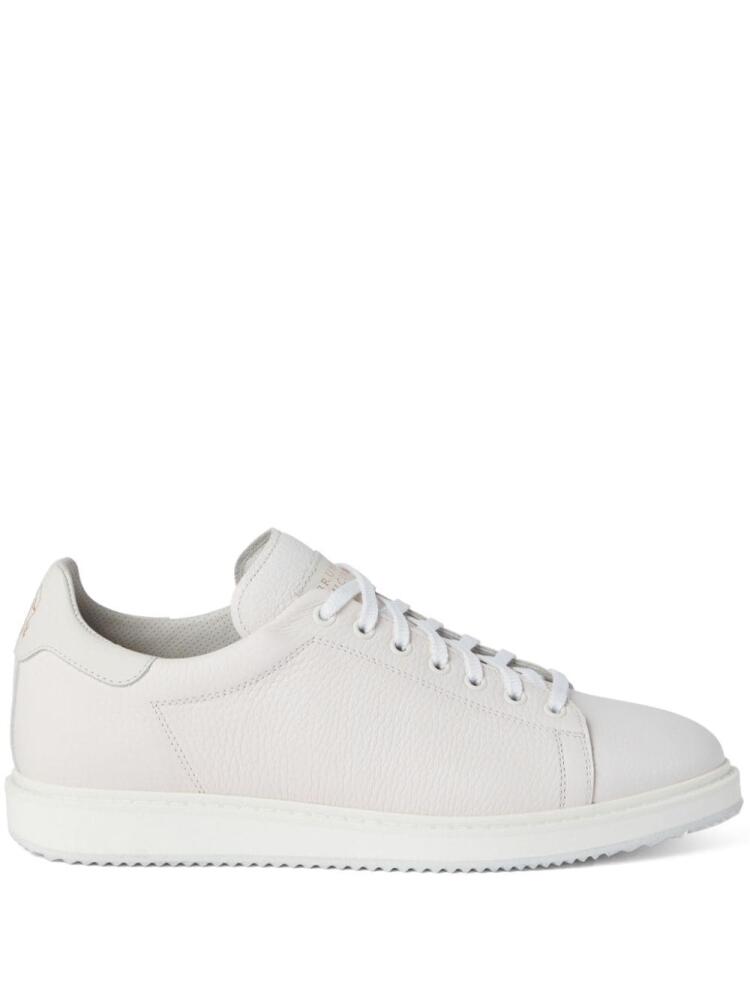 Brunello Cucinelli logo-print leather sneakers - White Cover