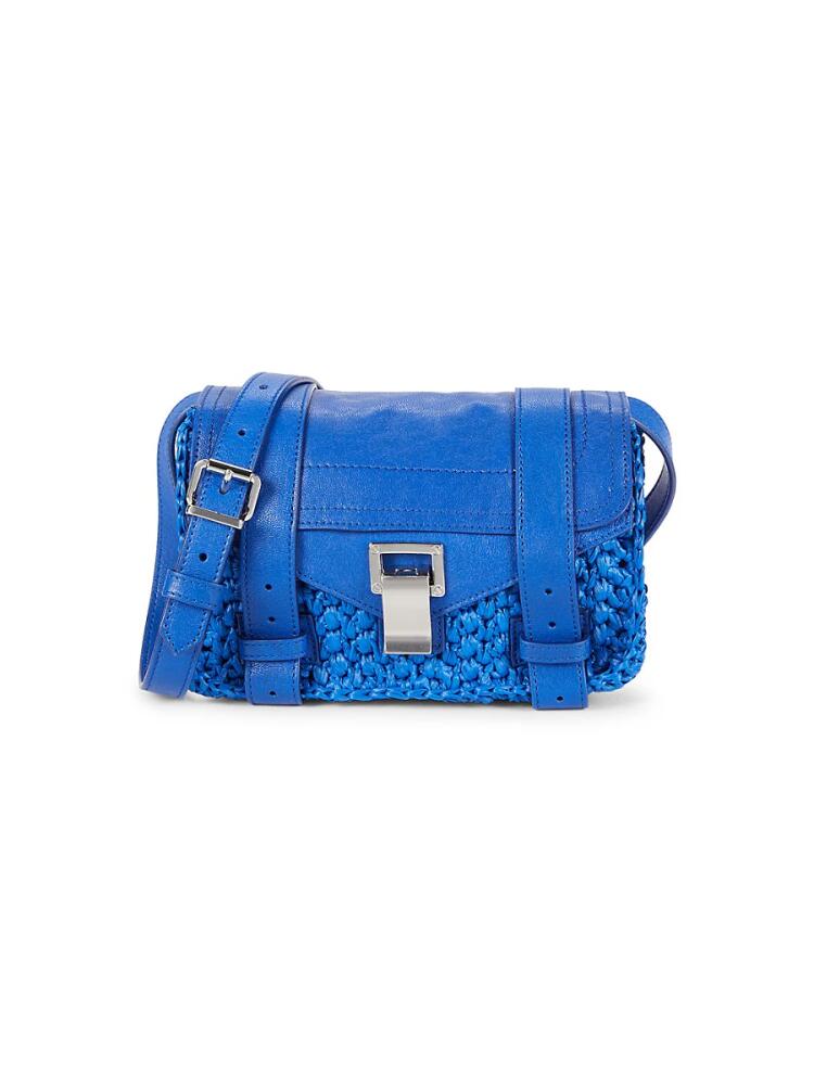 Proenza Schouler Women's Mini Raffia & Leather Crossbody Bag - Cobalt Cover