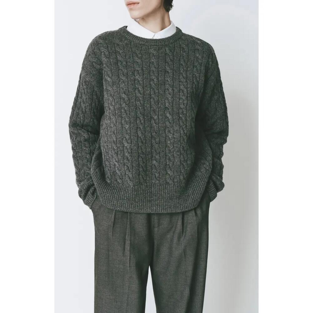 RUE SOPHIE Lyon Cable Stitch Wool & Cashmere Sweater in Cinder Cover