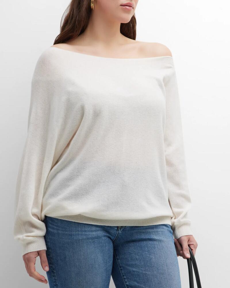 Minnie Rose Plus Plus Size Cashmere Off-Shoulder Sweater Cover