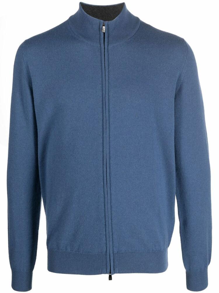 Corneliani ribbed-knit zip-up sweater - Blue Cover