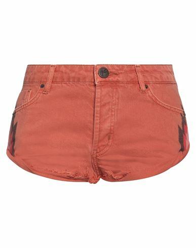 One Teaspoon Woman Denim shorts Rust Cotton Cover