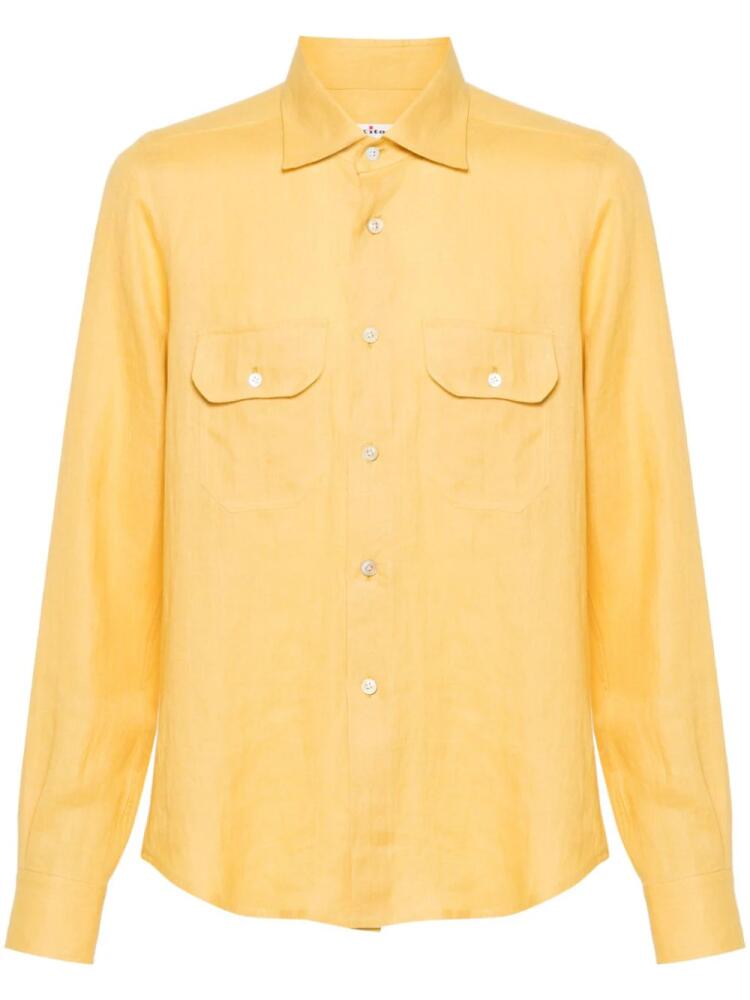 Kiton classic-collar linen shirt - Yellow Cover