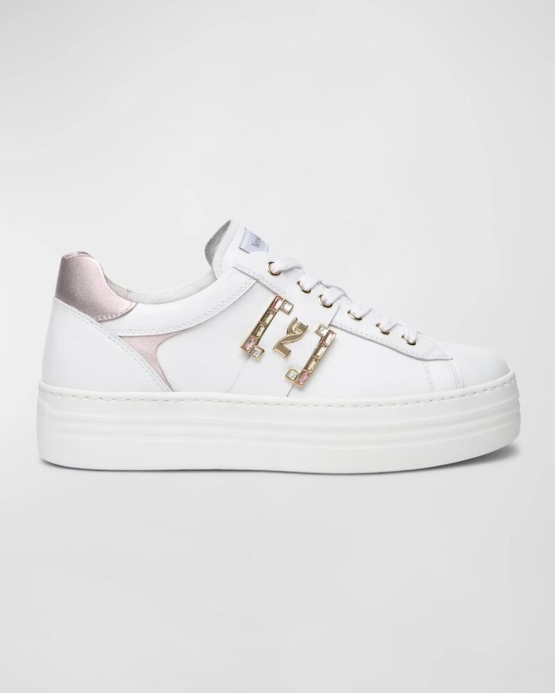 NeroGiardini Jeweled Logo Leather Skater Sneakers Cover