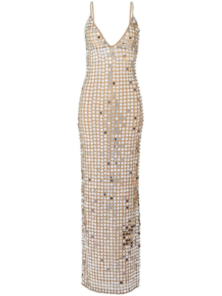 Retrofete Perri crystal and pailettes embellished long dress - Neutrals Cover