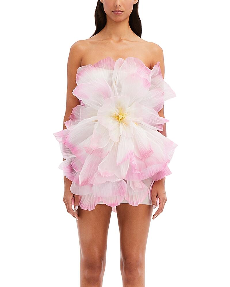 Oscar de la Renta Strapless 3D Floral Mini Dress Cover