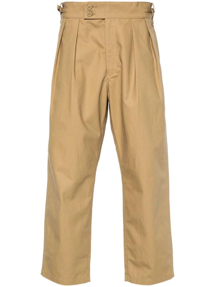 WTAPS pleat-detailing cotton trousers - Neutrals Cover