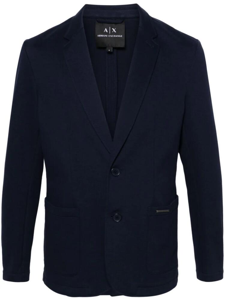 Armani Exchange single-breasted piqué blazer - Blue Cover