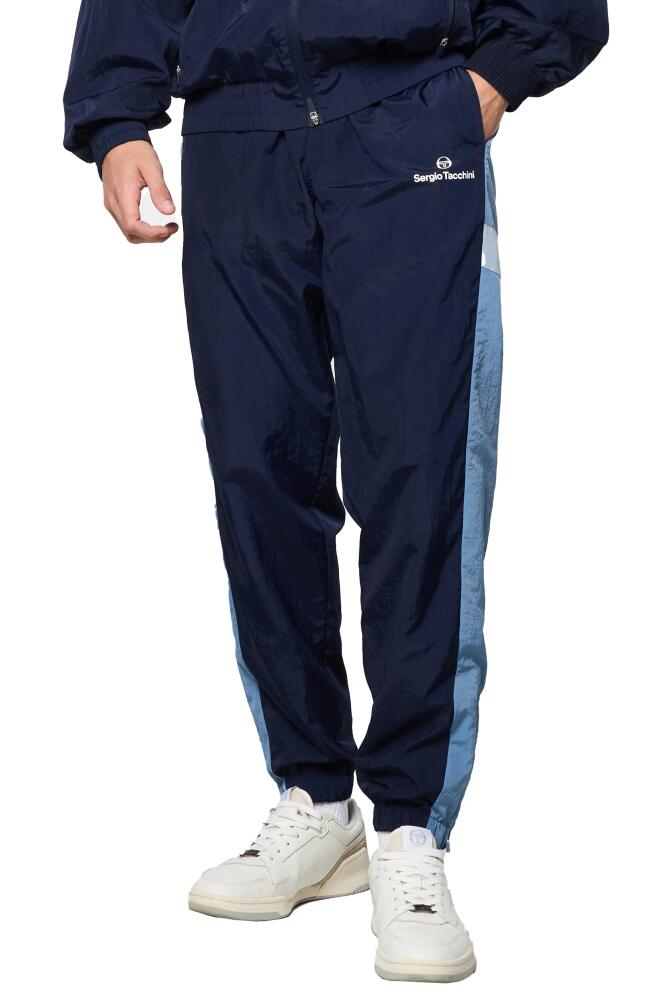 Sergio Tacchini Angolo Zip Cuff Crinkle Nylon Track Pants in Maritime Blue Cover