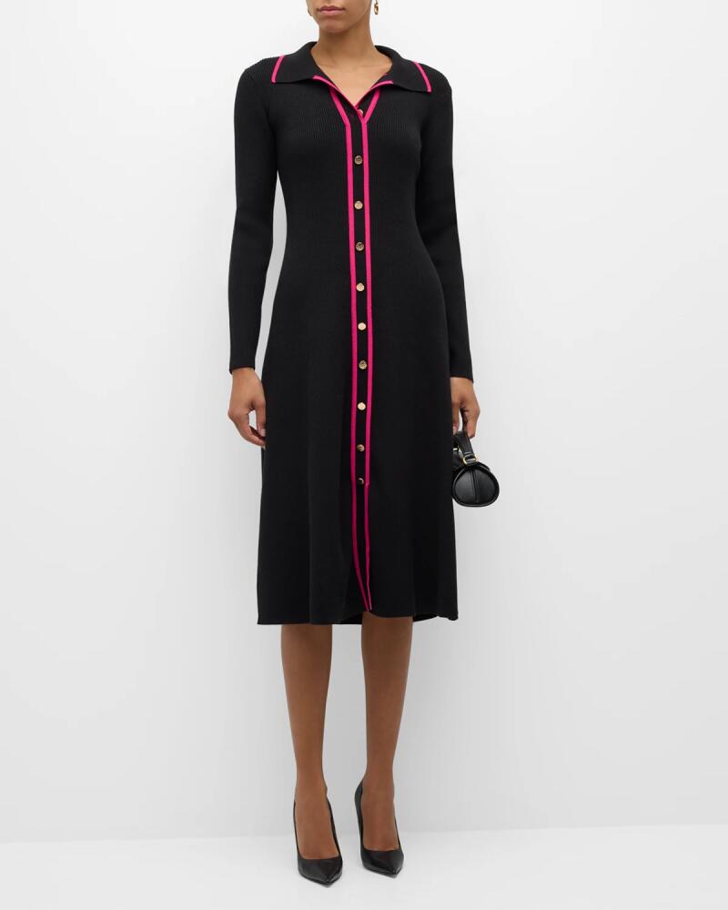 Elie Tahari The Nadia Contrast-Trim Midi Sweater Dress Cover