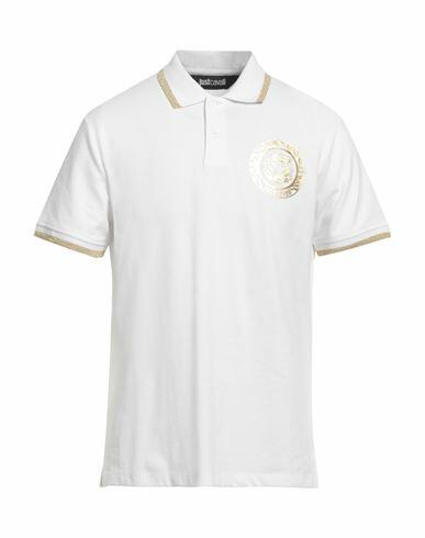 Just Cavalli Man Polo shirt White Cotton, Viscose, Polyamide, Elastane Cover