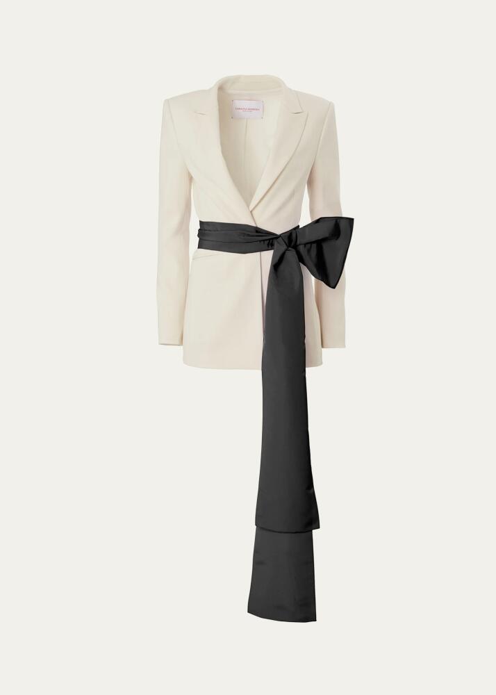 Carolina Herrera Tailored Blazer Jacket with Removable Faille Sash Cover