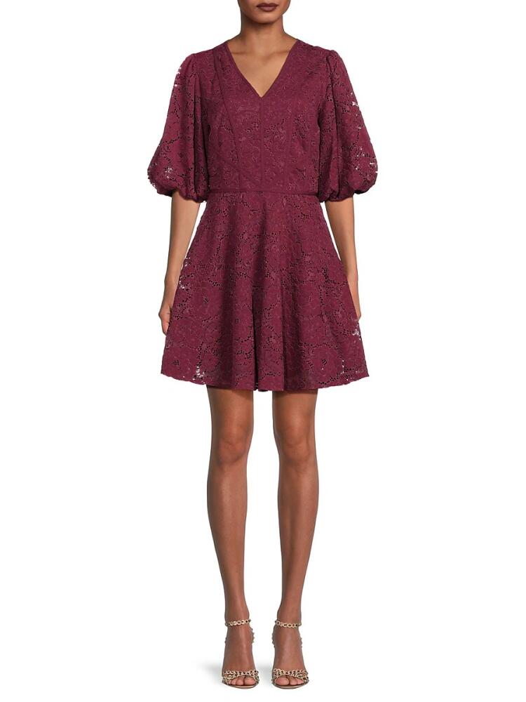 Rachel Parcell Women's Lace Mini Fit & Flare Dress - Wine Red Cover