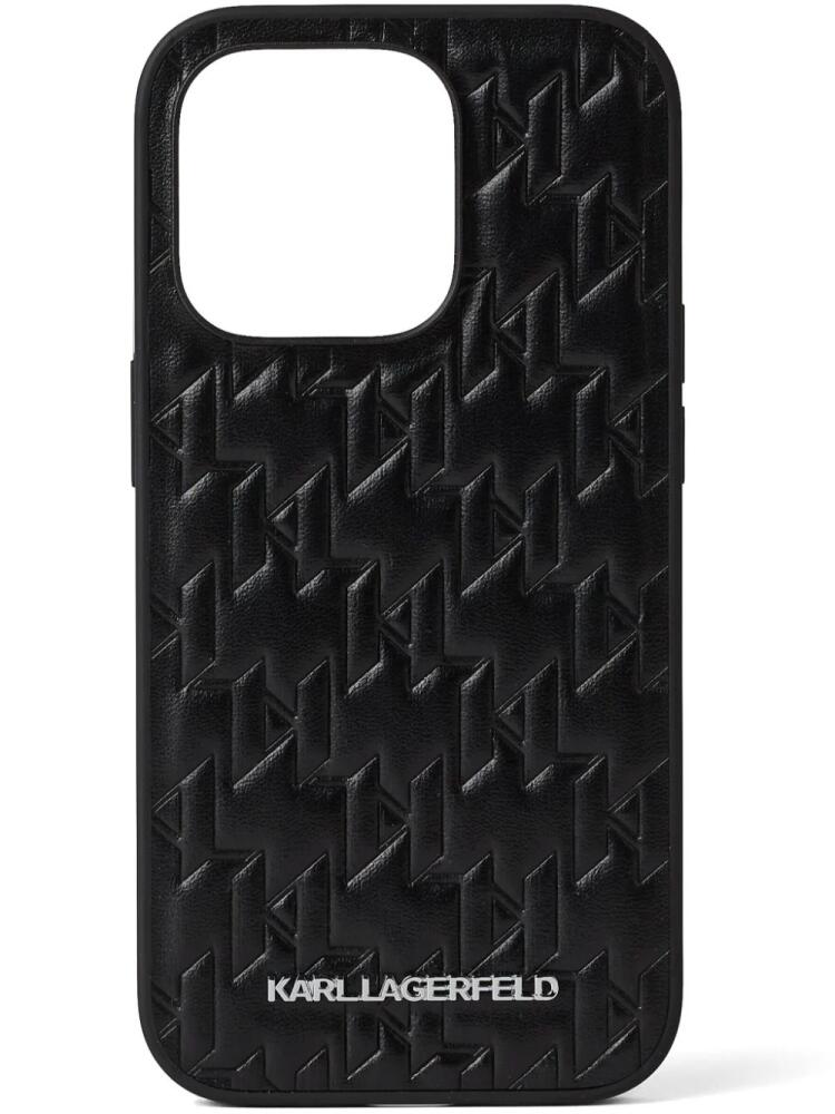 Karl Lagerfeld monogram-embossed iPhone 14 case - Black Cover