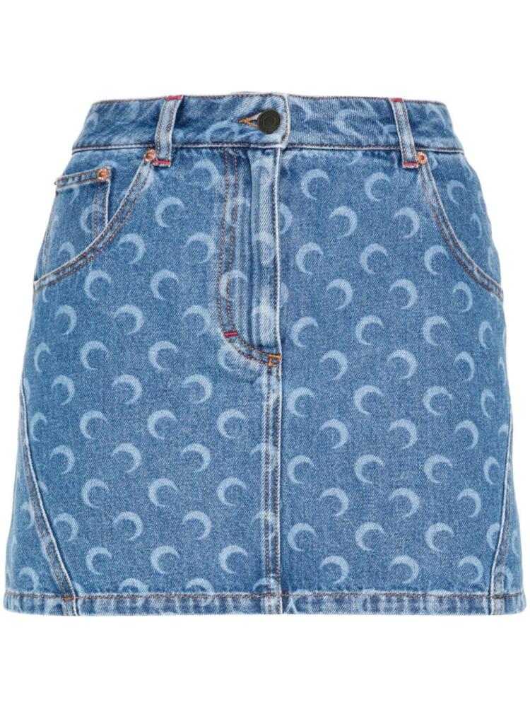 Marine Serre Deadstock denim miniskirt - Blue Cover