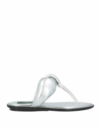 Pucci Woman Thong sandal Silver Leather Cover