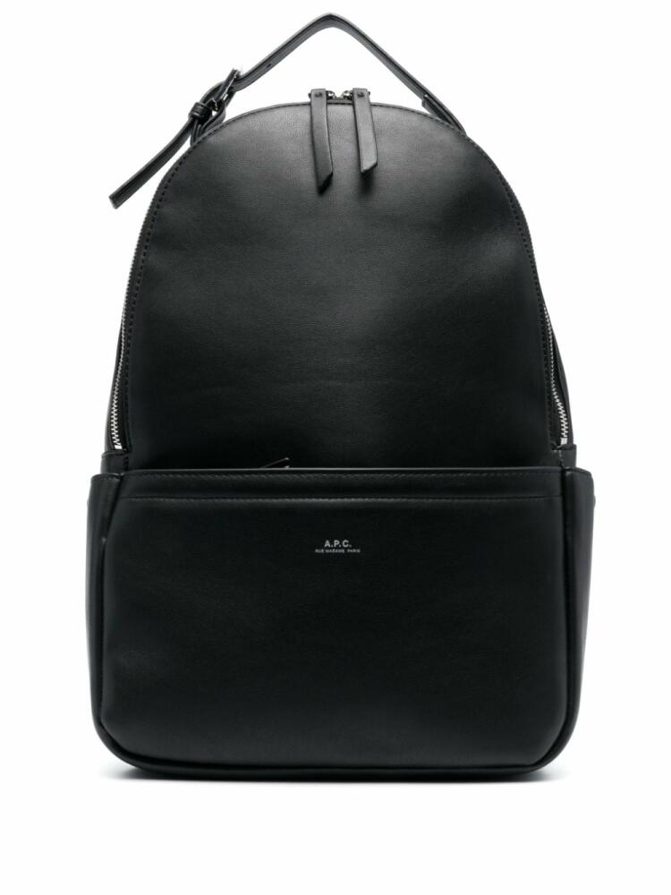 A.P.C. logo-stamp faux-leather backpack - Black Cover