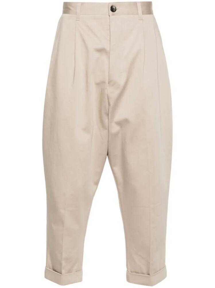 AMI Paris pleat-detail cotton trousers - Neutrals Cover