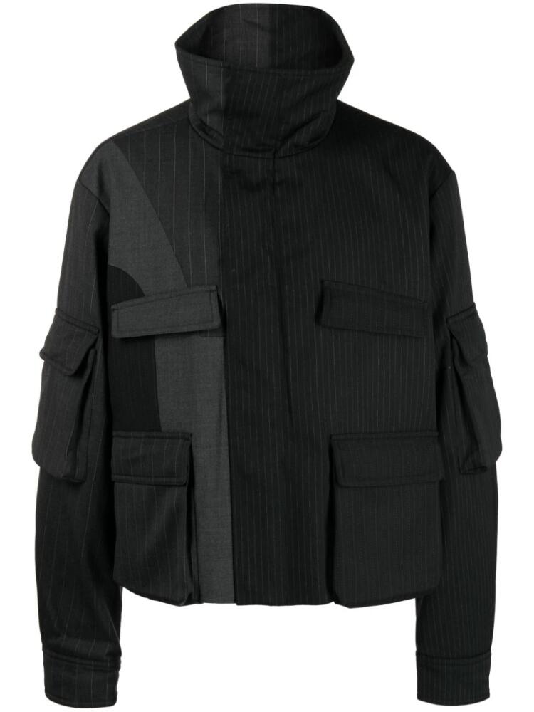 Feng Chen Wang two-tone striped wool jacket - Black Cover