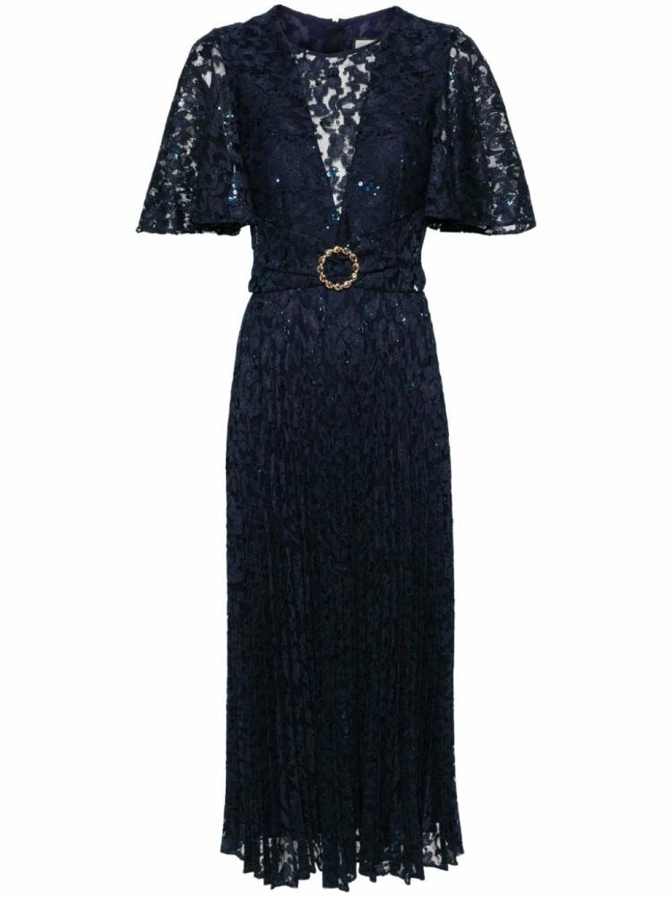 NISSA sequined lace midi dress - Blue Cover