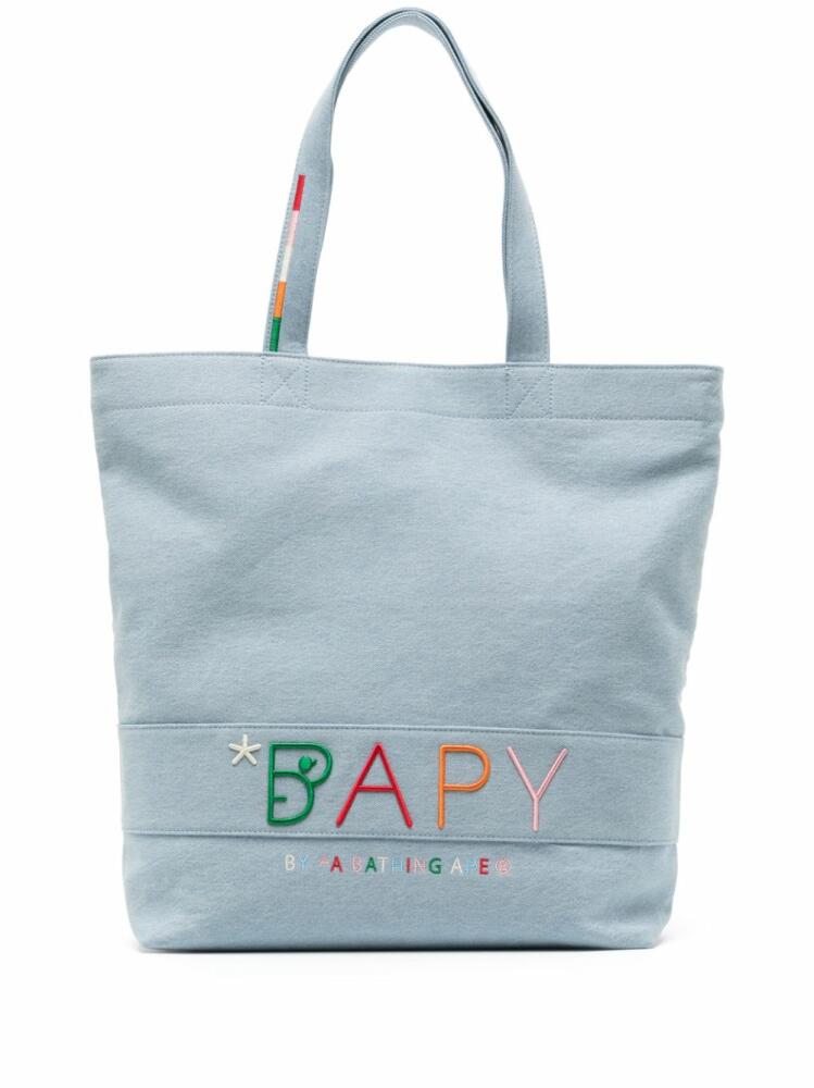 BAPY BY *A BATHING APE® logo-embroidered denim tote bag - Blue Cover