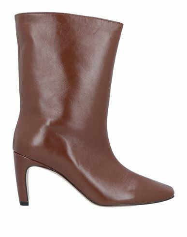 Mychalom Woman Ankle boots Brown Soft Leather Cover