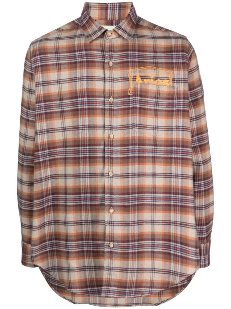 Aries plaid-check flannel shirt - Orange Cover