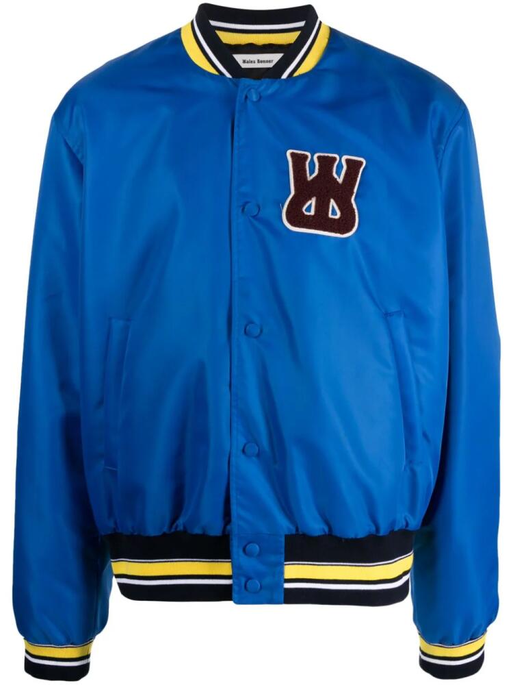 Wales Bonner logo-patch bomber jacket - Blue Cover