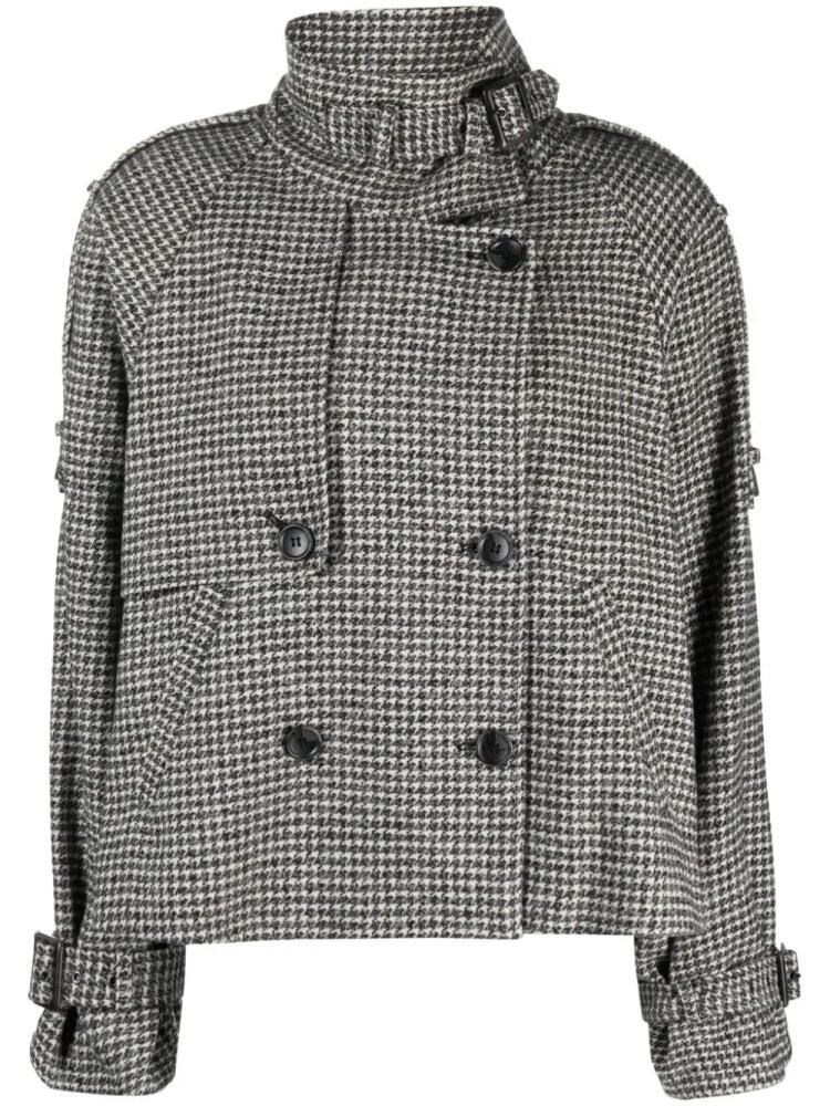 Gestuz houndstooth-pattern double-breasted jacket - White Cover