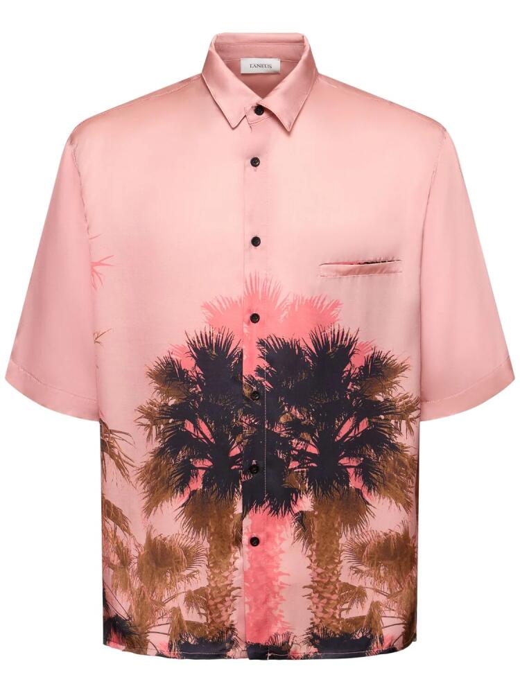 LANEUS Palm Print Viscose S/s Shirt Cover