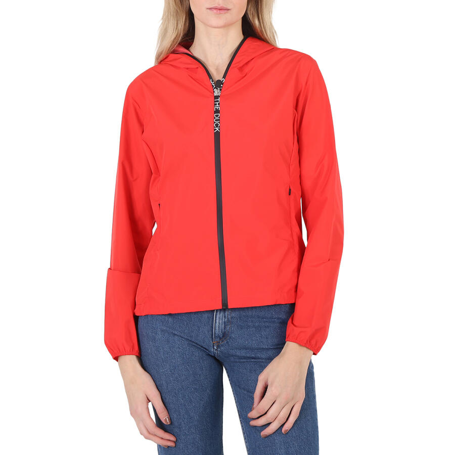 Save The Duck Ladies Jack Red Astrea Hooded Rain Jacket Cover