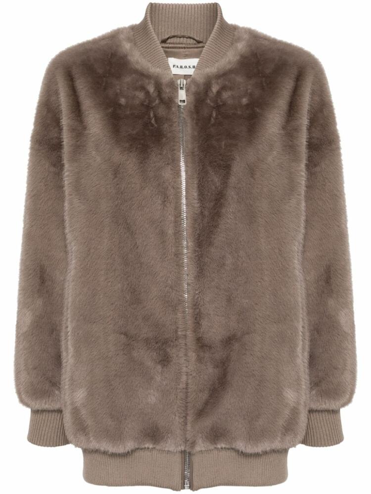 P.A.R.O.S.H. faux-fur bomber jacket - Neutrals Cover