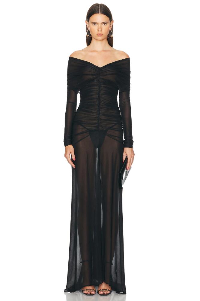 Atlein V-neck Cut Out Gown in Black Cover