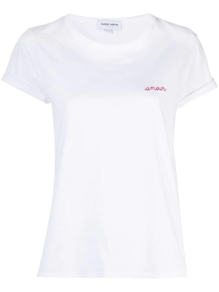 Maison Labiche Armour-slogan embroidered T-shirt - White Cover