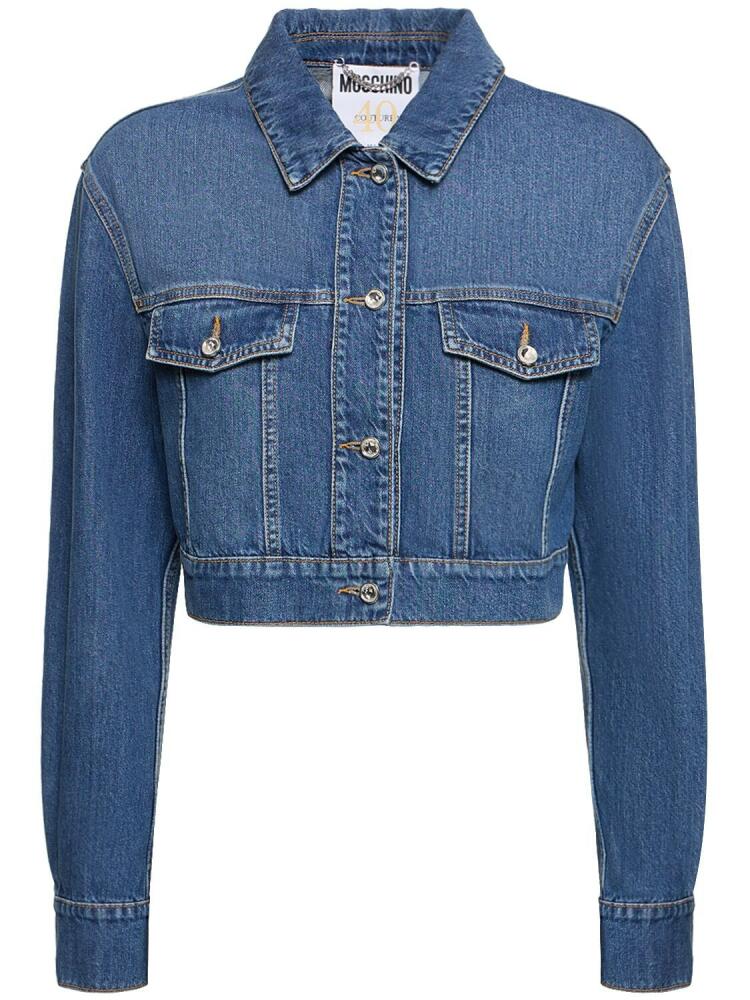 MOSCHINO Denim Cotton Cropped Jacket Cover