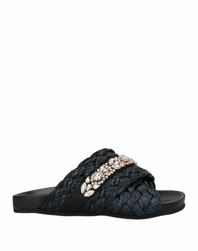 De Siena Woman Sandals Black Natural raffia Cover