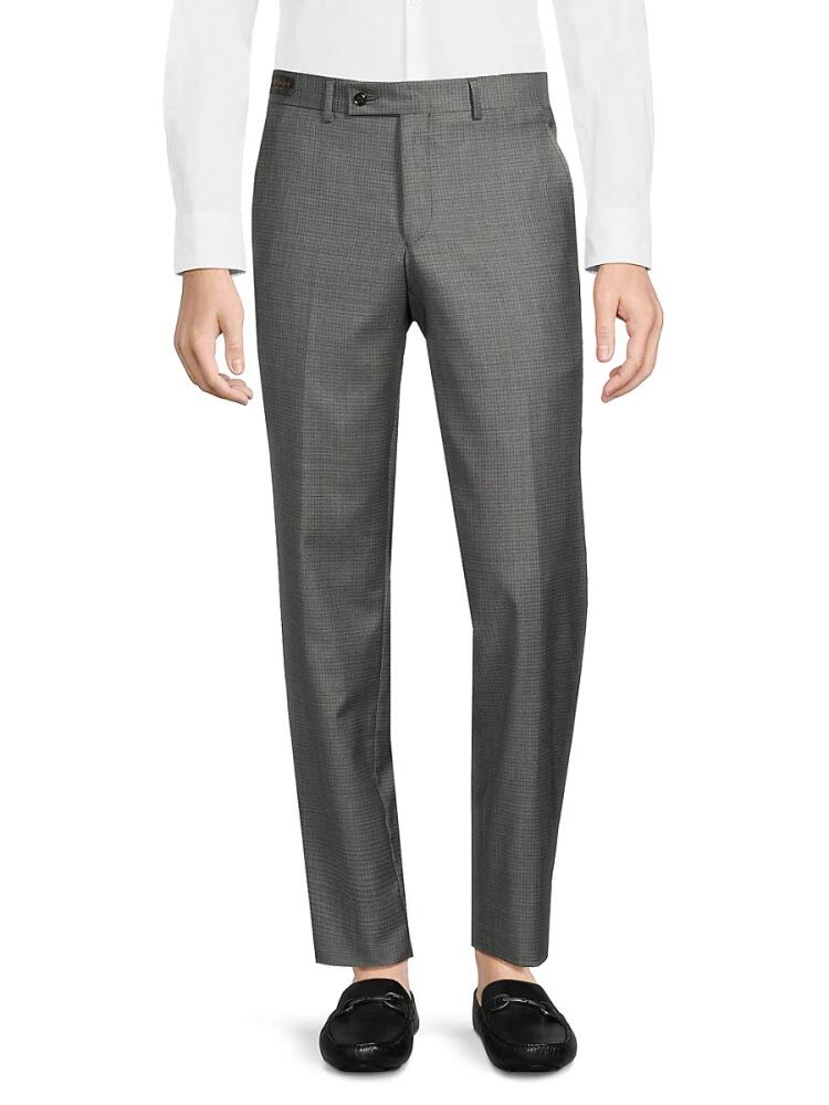 Ted Baker London Men's Jerome Flat Front Wool Dress Pants - Light Grey Cover