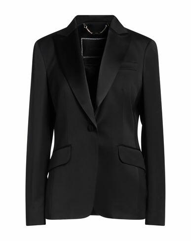 Kiton Woman Blazer Black Virgin Wool, Elastane, Triacetate, Polyethylene Cover