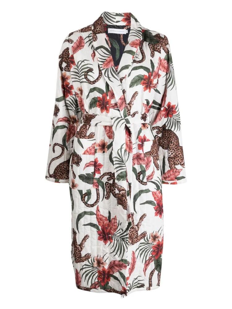 Desmond & Dempsey graphic-print cotton robe - Multicolour Cover