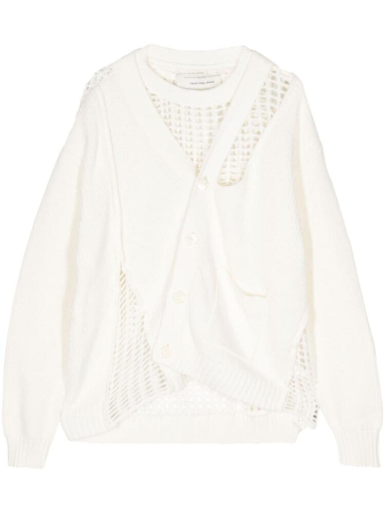 Feng Chen Wang layered open-knit jumper - White Cover