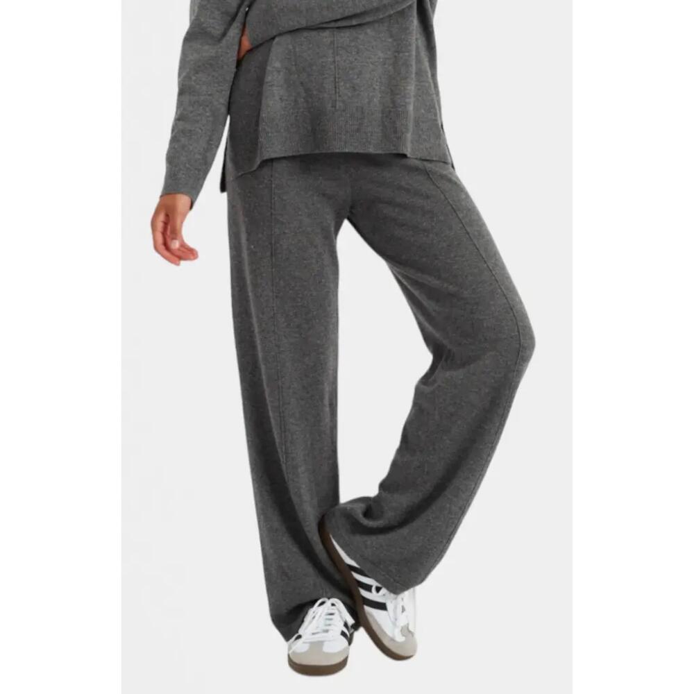 Chinti & Parker Wool & Cashmere Wide Leg Track Pant in Grey Cover