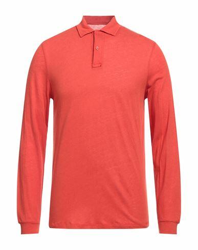 Majestic Filatures Man Polo shirt Rust Cotton, Cashmere Cover