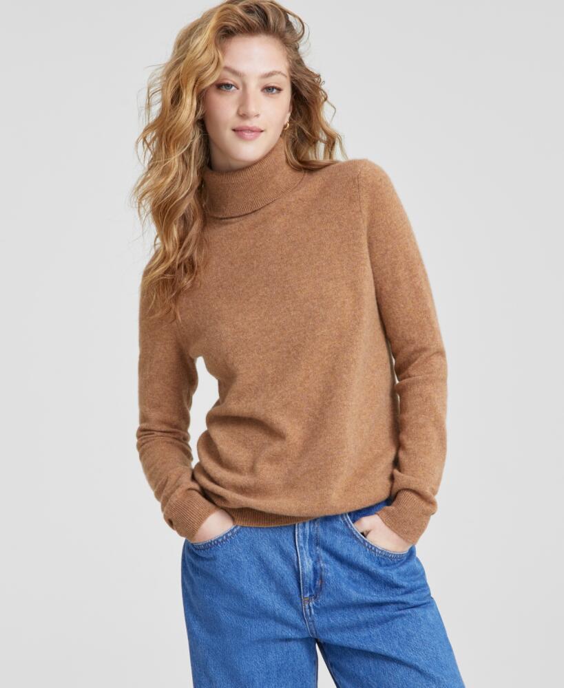 Charter Club 100% Cashmere Women's Turtleneck Sweater, Regular & Petites, Created for Macy's - Warm Praline Heather Cover