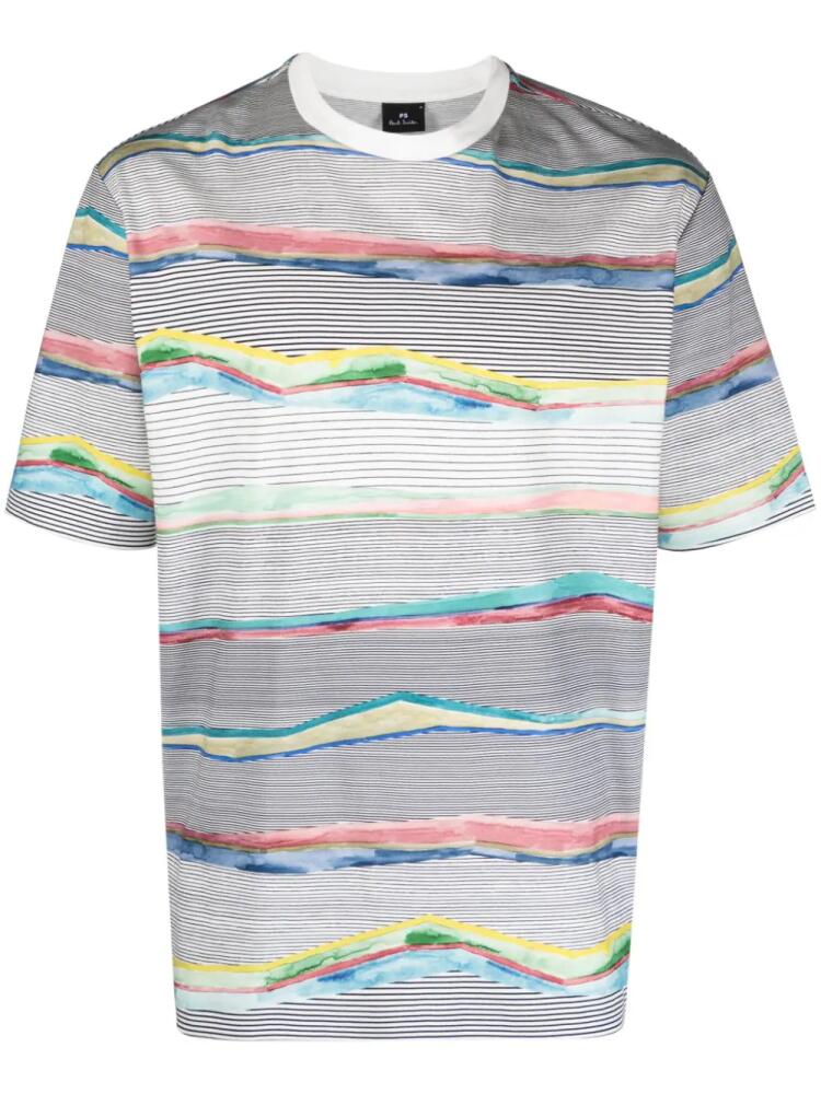 PS Paul Smith Plains-print cotton T-shirt - White Cover