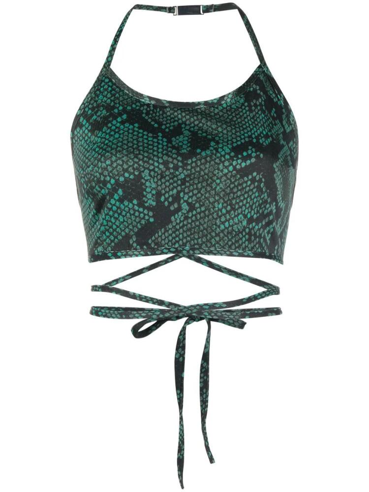 Atlein snakeskin-print cropped top - Green Cover